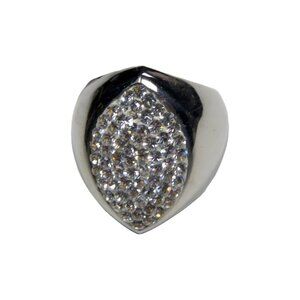 Inox omen's Polished Stainless Steel Ring with CZ Accents